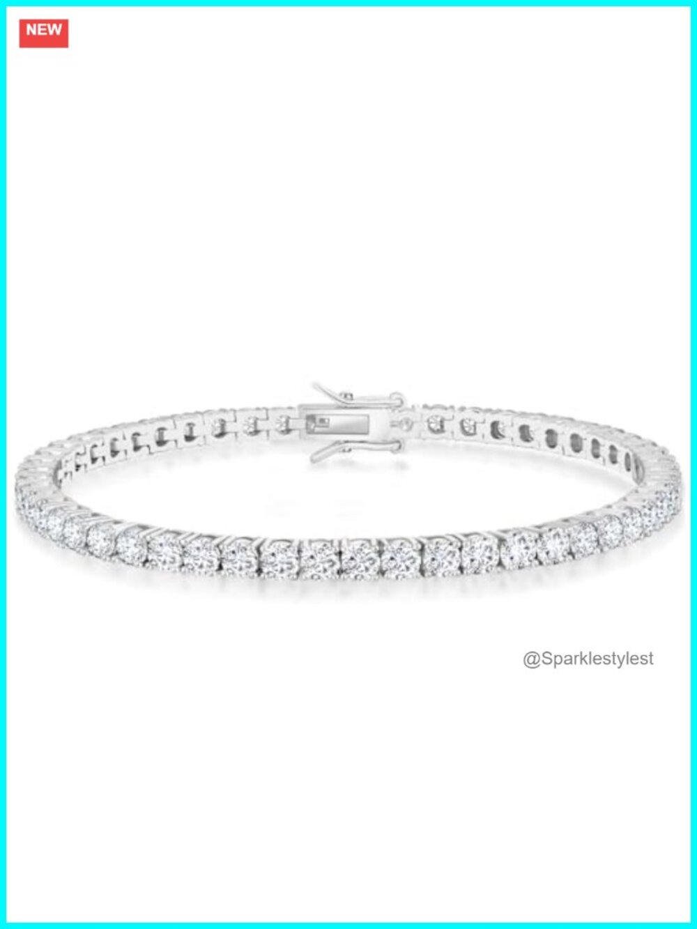 14K White Gold Plated Tennis Bracelet with Cubic Zirconia